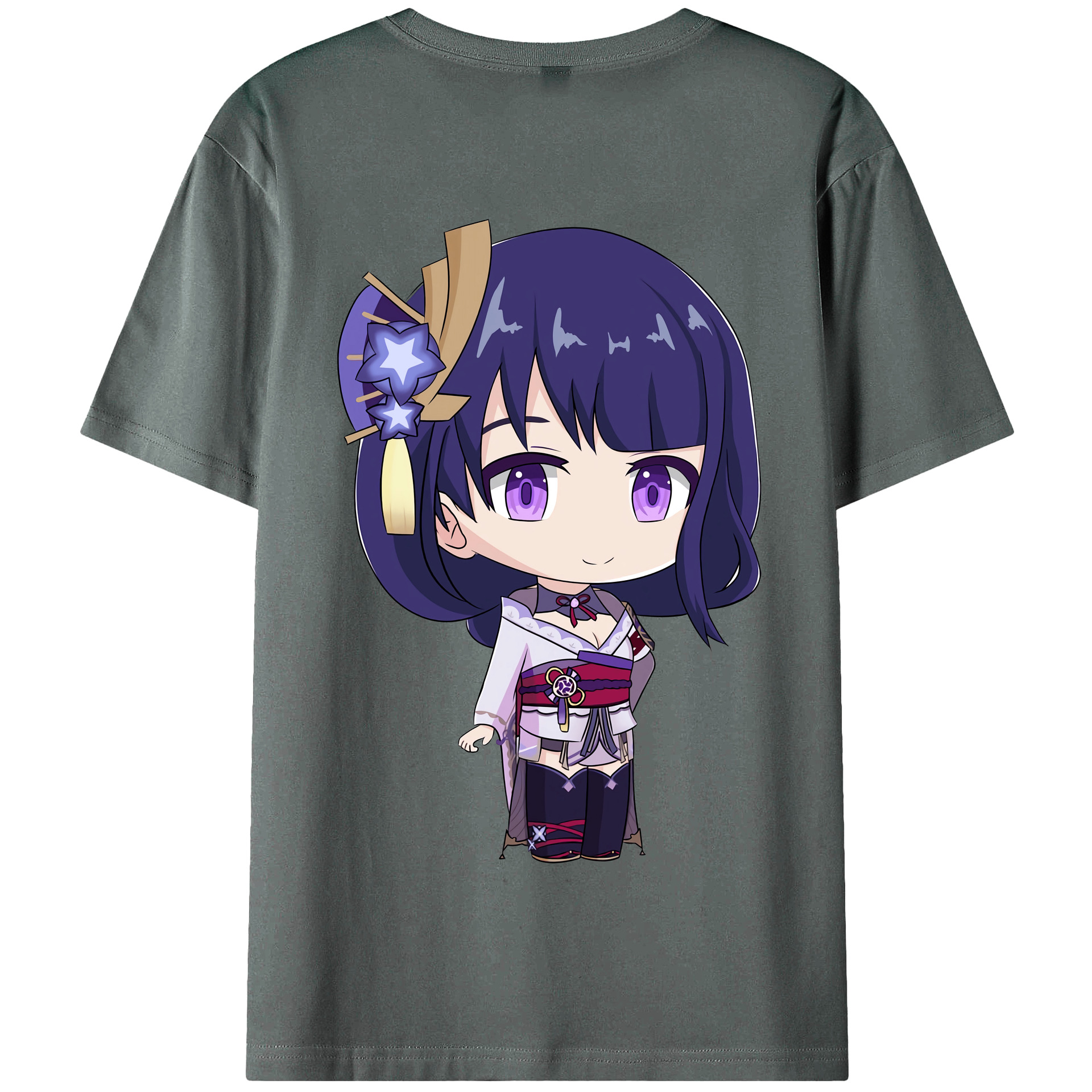 げんし神 雷電将軍 らいでんしょうぐん genshin Raiden Shogun 綿100％半袖Tシャツ（背面プリント）